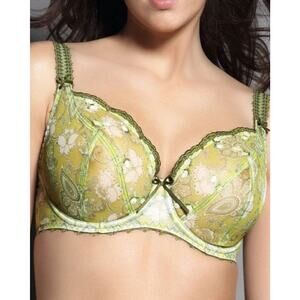 Freya Underwired Bra Size 36 FF Green Sheer Floral Fairy Lace Trim Sexy Luxury